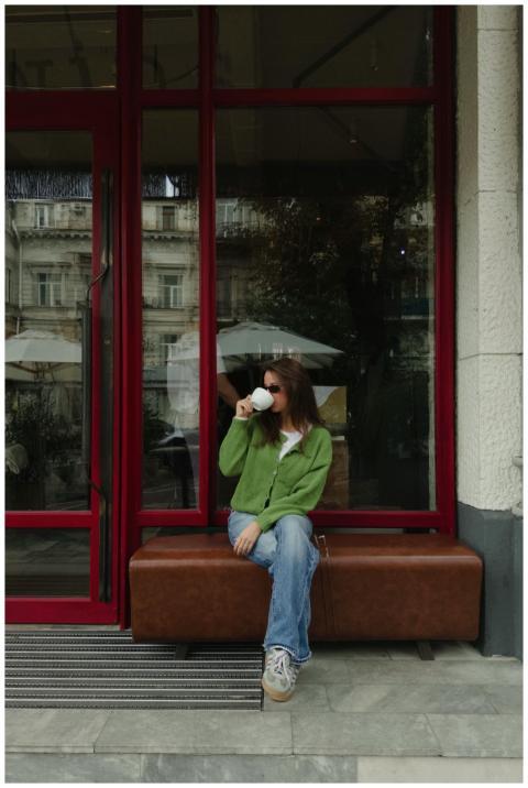 Woman Enjoying Coffee Outside