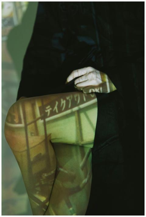 A creative blend of projection art on human legs,