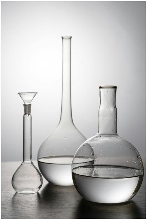 Elegant arrangement of laboratory glassware captur