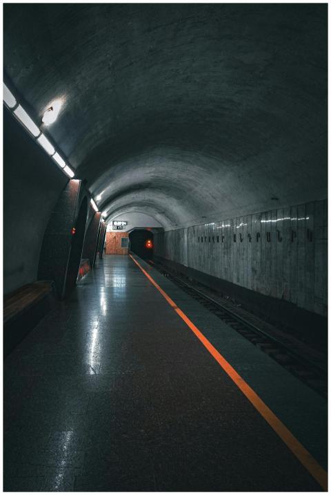 Atmospheric view of an empty metro station in Yere