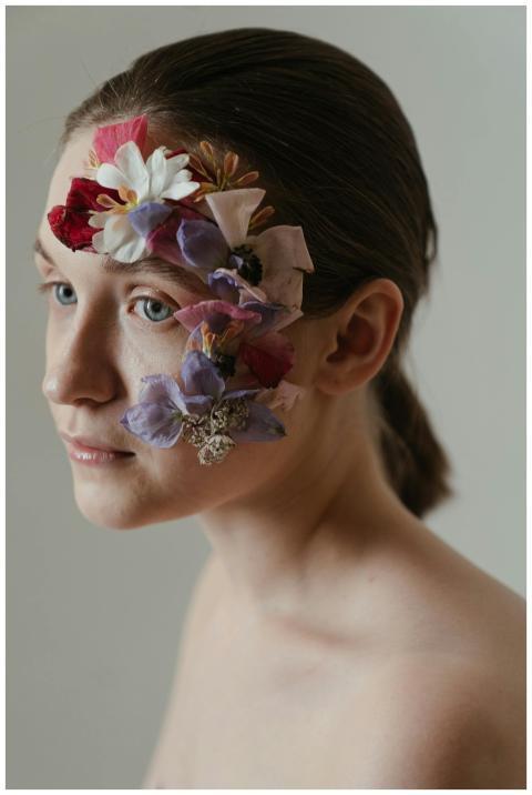 A creative artistic portrait of a woman with color