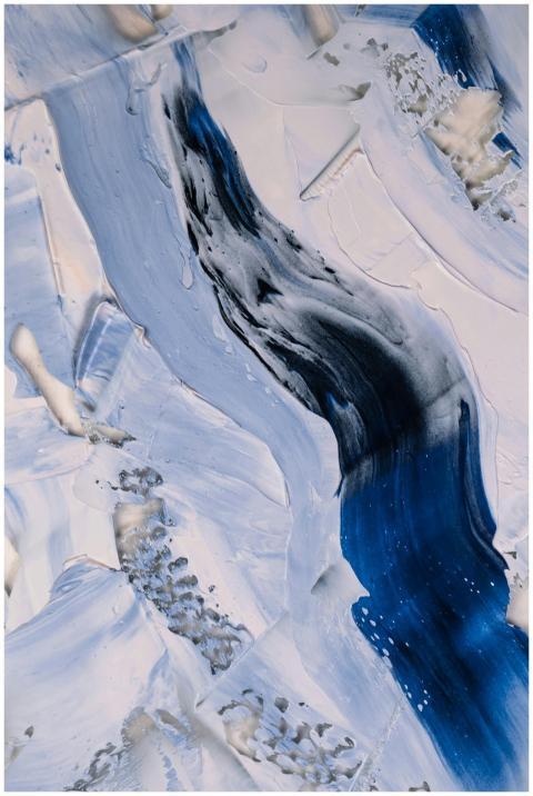 Dynamic abstract artwork with icy tones of blue an