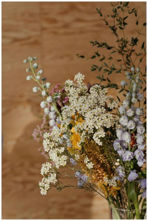 A vibrant arrangement of flowers including delphin