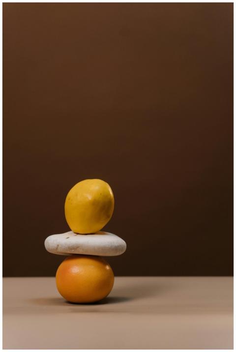 Artistic still life composition of citrus fruits a
