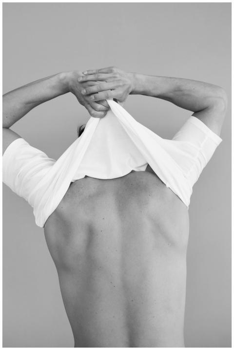 Artistic black and white photo of a man in back vi