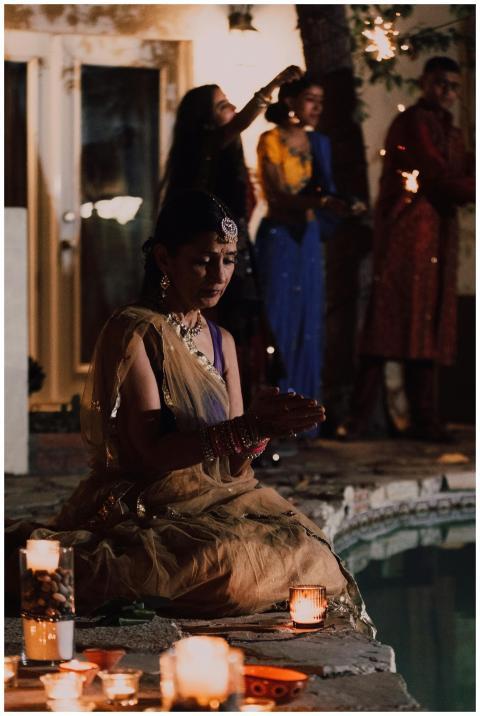 Festive Diwali gathering with traditional attire a