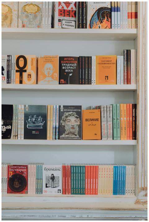 A vibrant collection of books displayed on a decor