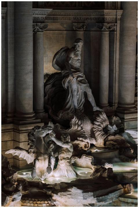 Stunning night view of the Trevi Fountain showcasi