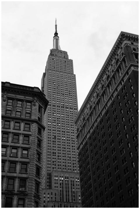 Striking black and white image of Empire State Bui