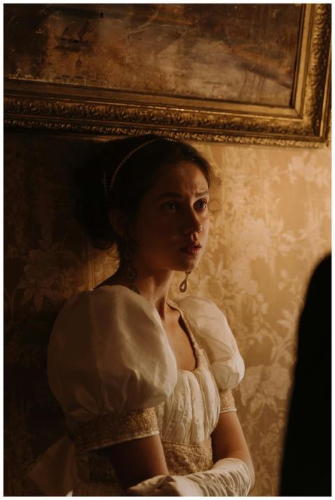 Portrait of a woman in elegant 19th-century attire