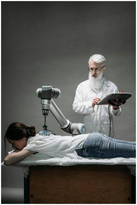 A scientist uses a robotic device for advanced the