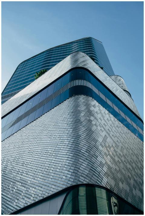 View of Central Embassy shopping mall's sleek arch