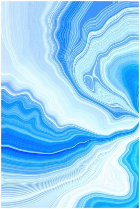 Dynamic abstract artwork with swirling blue and wh