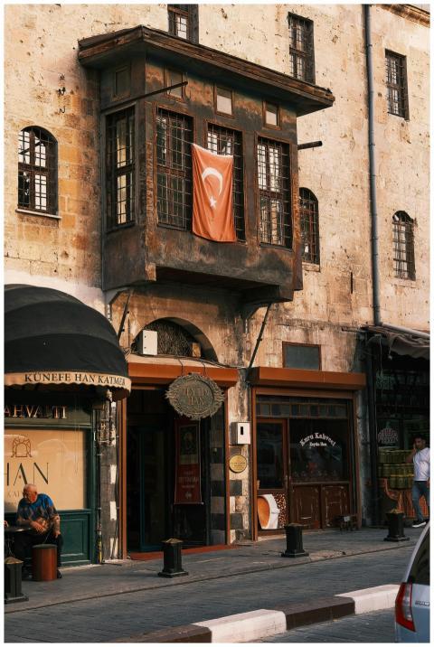 Charming street in Turkey with historic architectu