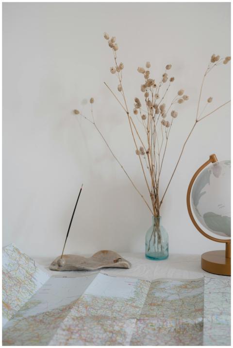 Stylish minimalist interior featuring a glass vase