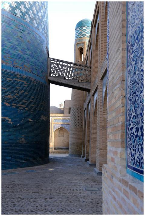 Explore the captivating blue domes and brick struc