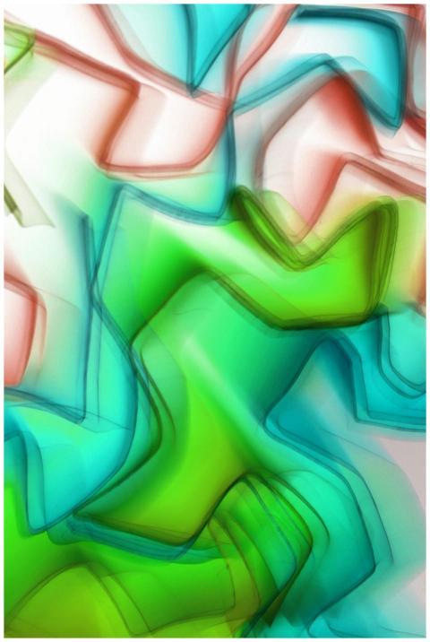 Vibrant abstract art with green, blue, and red wav