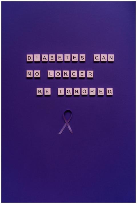 Scrabble tiles forming diabetes awareness message