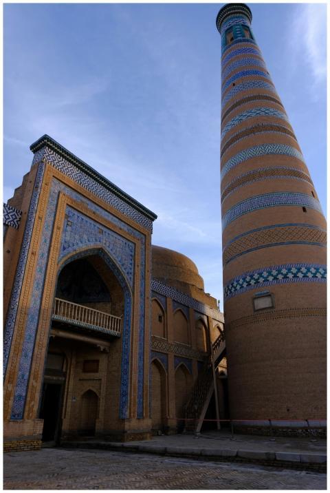 View of Khiva's iconic architecture featuring the