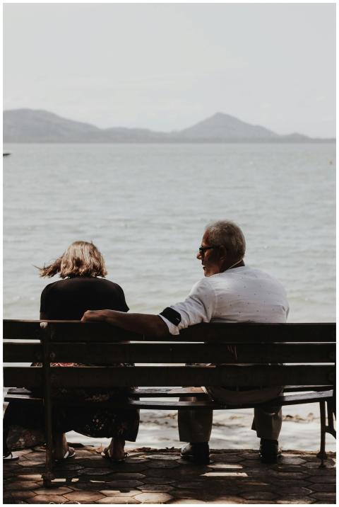 Senior couple enjoying a serene moment by the seas