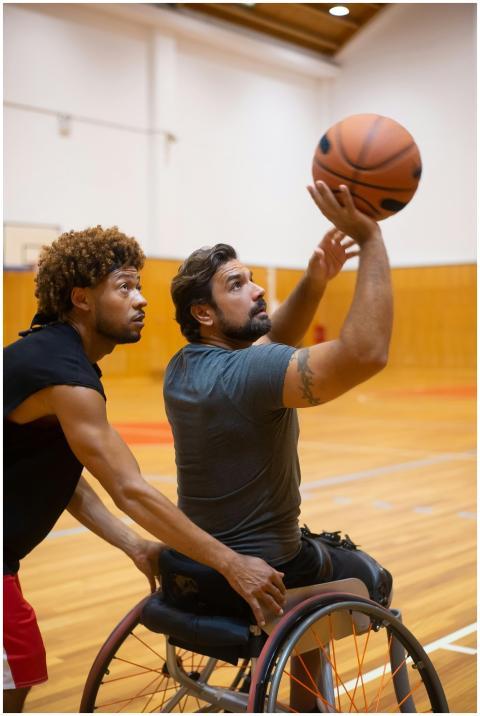 Two men engage in a dynamic basketball training se