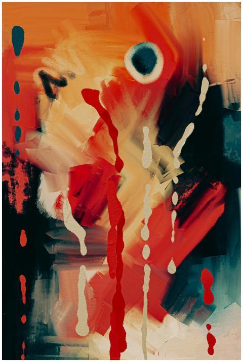 Dynamic abstract painting with bold strokes and vi