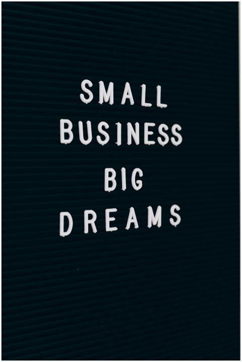 Close-up of a motivational quote about small busin