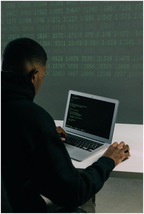 A programmer engaged in coding on a laptop in a te