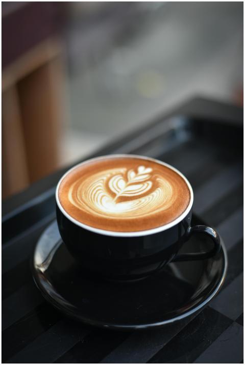 A beautifully crafted cappuccino with intricate la