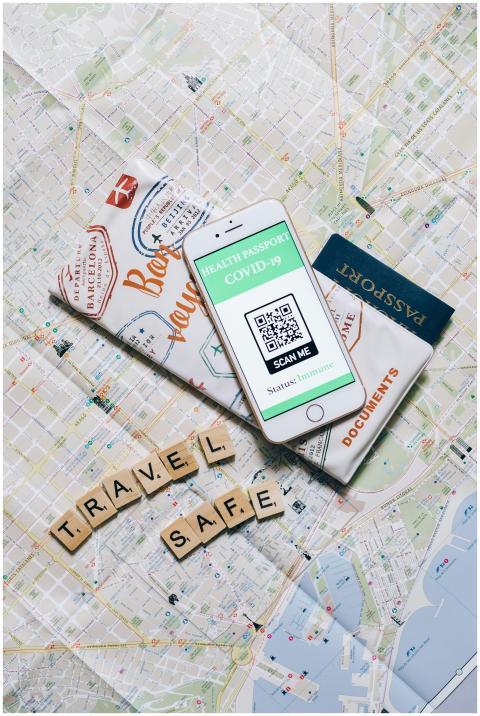 Smartphone displaying COVID-19 health passport on