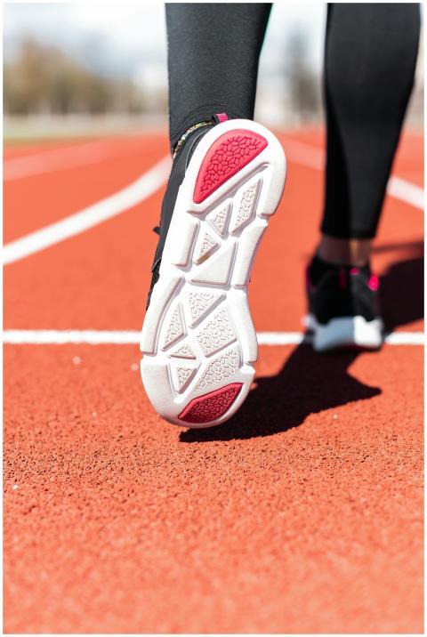 High-quality image of a running shoe sole on an at