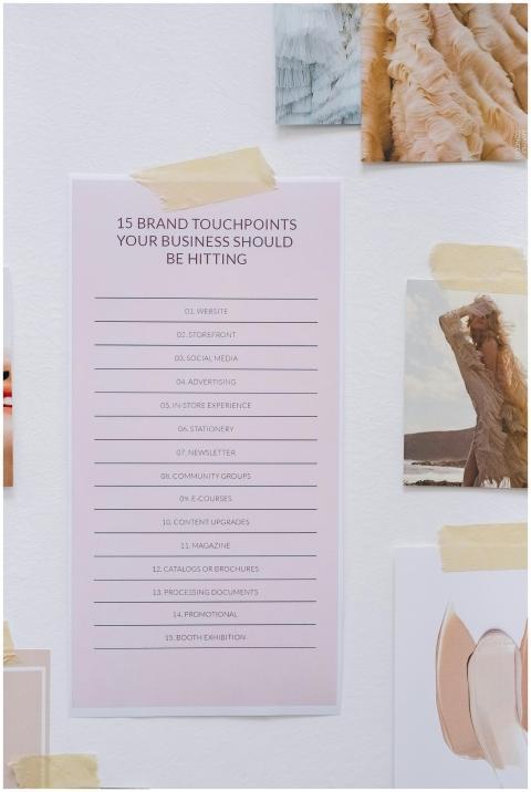 Aesthetic mood board with brand strategy checklist