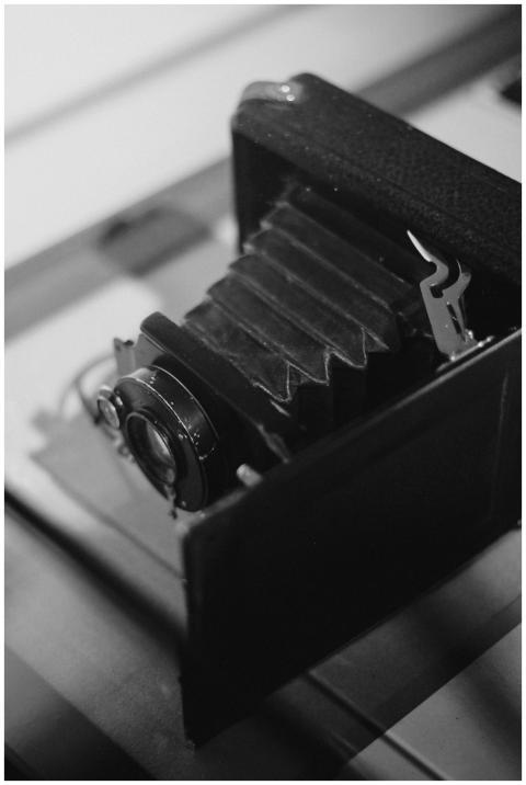 Classic bellows camera captured in black and white