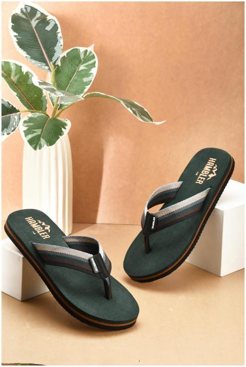 Elegant flip flops displayed in a studio with a mi