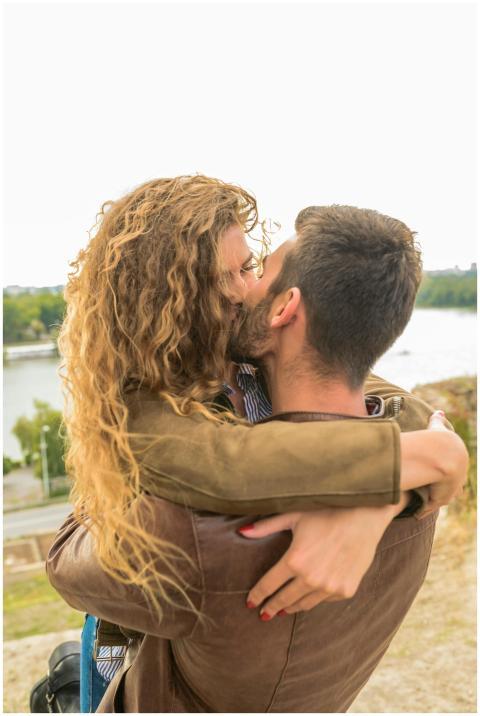 A loving couple shares an intimate moment with a s