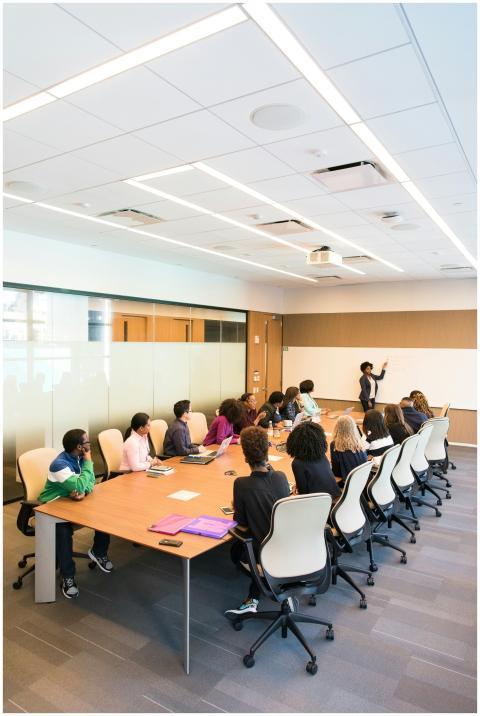 Professional team engaged in a collaborative board