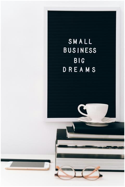 Minimalist workspace featuring motivational board,