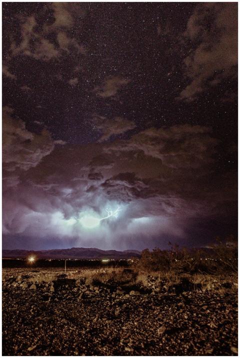 Stunning night image capturing a thunderstorm unde