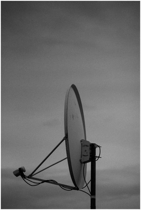 Monochrome Satellite Dish Against