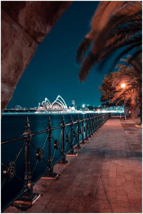 A serene night view of Sydney Opera House from a w