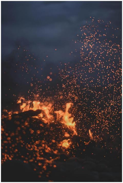 Captivating nighttime scene of a bonfire with spar