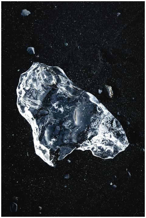 Striking close-up of a transparent ice fragment on