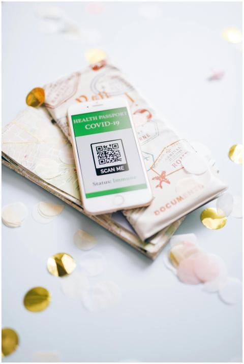 A health passport for COVID-19 displayed on a map