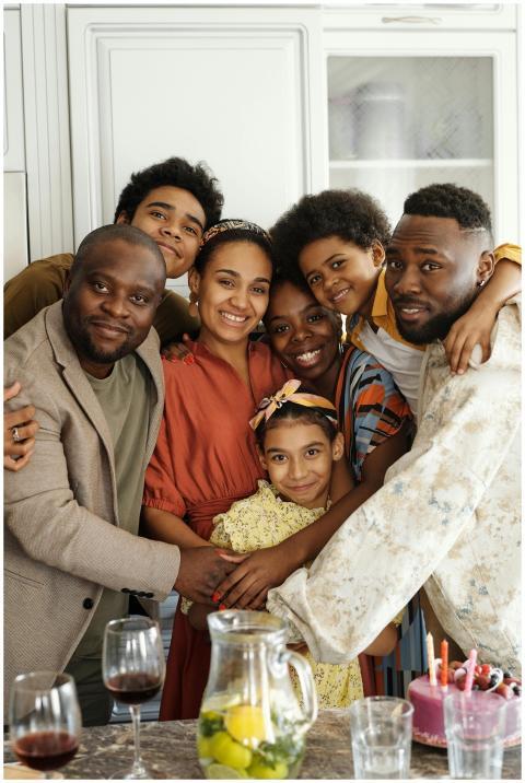Happy family gathering in a cozy kitchen, celebrat
