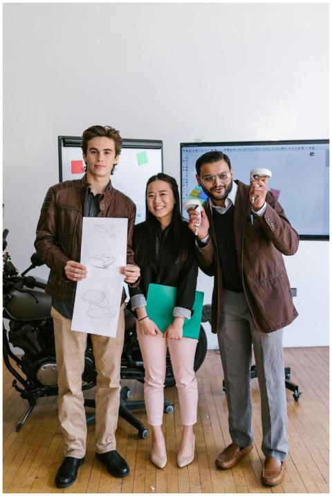 Three diverse entrepreneurs showcasing their start