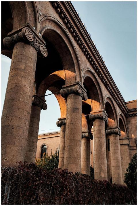 Stunning view of classical arches and columns in Y