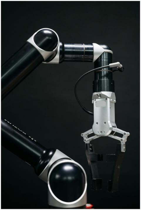 A detailed view of a robotic arm showcasing advanc