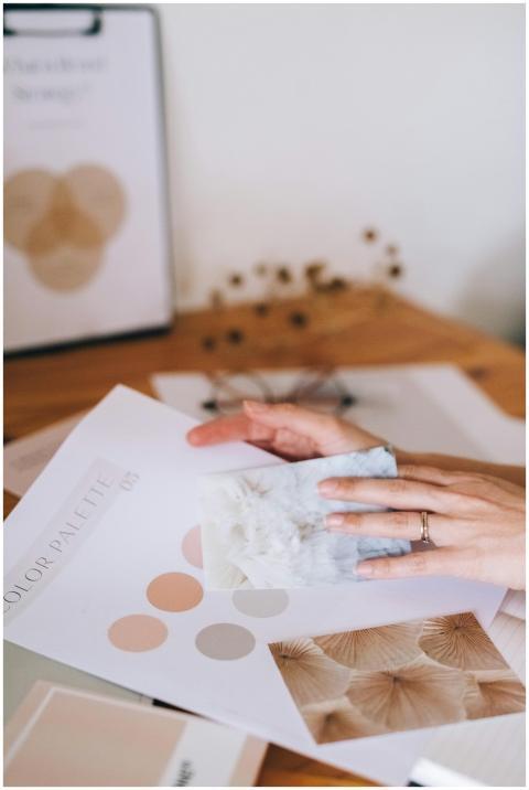 Designer selecting color palettes for a creative p