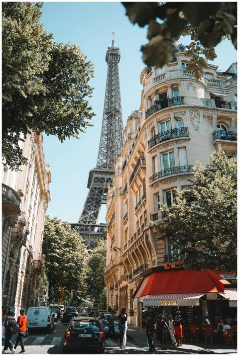 Charming street scene in Paris featuring the iconi