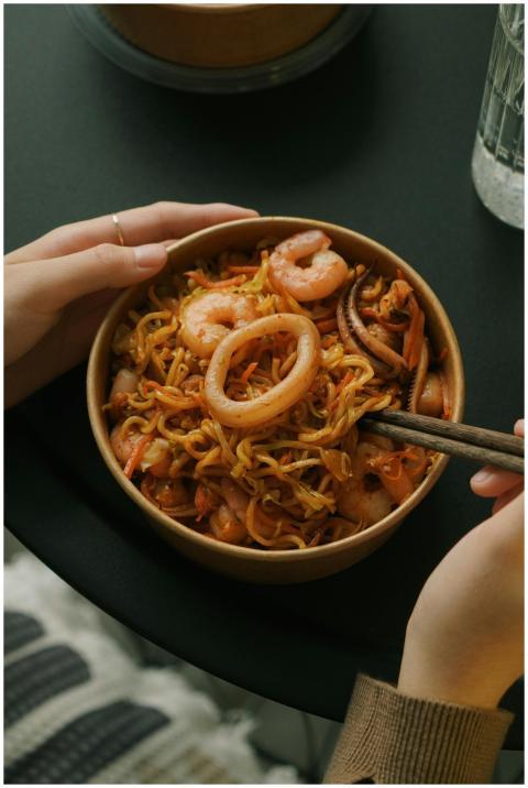 A warm and comforting bowl of seafood noodle soup